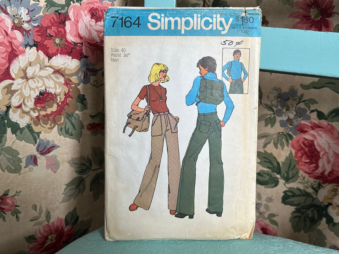 Vintage 1970s Men's Pants & Bag Pattern // Simplicity 7164