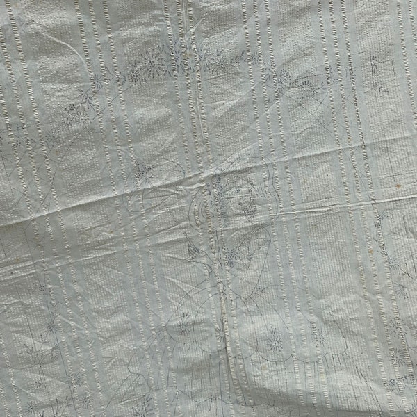 Vintage DIY Bedspread to Embroider- Crinoline Lady Pattern // 81x94" pucker textured, seersucker cotton > lady, flowers, tulips, hoop skirt