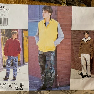 Men&#39;s Jacket, Vest & Cargo Pants // Vogue 2451 &gt; size 38-40-42 &gt; loose-fitting, cammo pants, coat