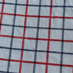 Vintage Blue & Red Windowpane Grid Cotton Fabric // 50x45&quot; &gt; Marcus Bros. &gt; grey blue background, shirting, quilting weight