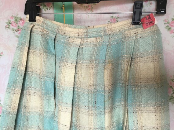 Vintage 1950s-1960s Wool Tartan Pleated Circle Sk… - image 6