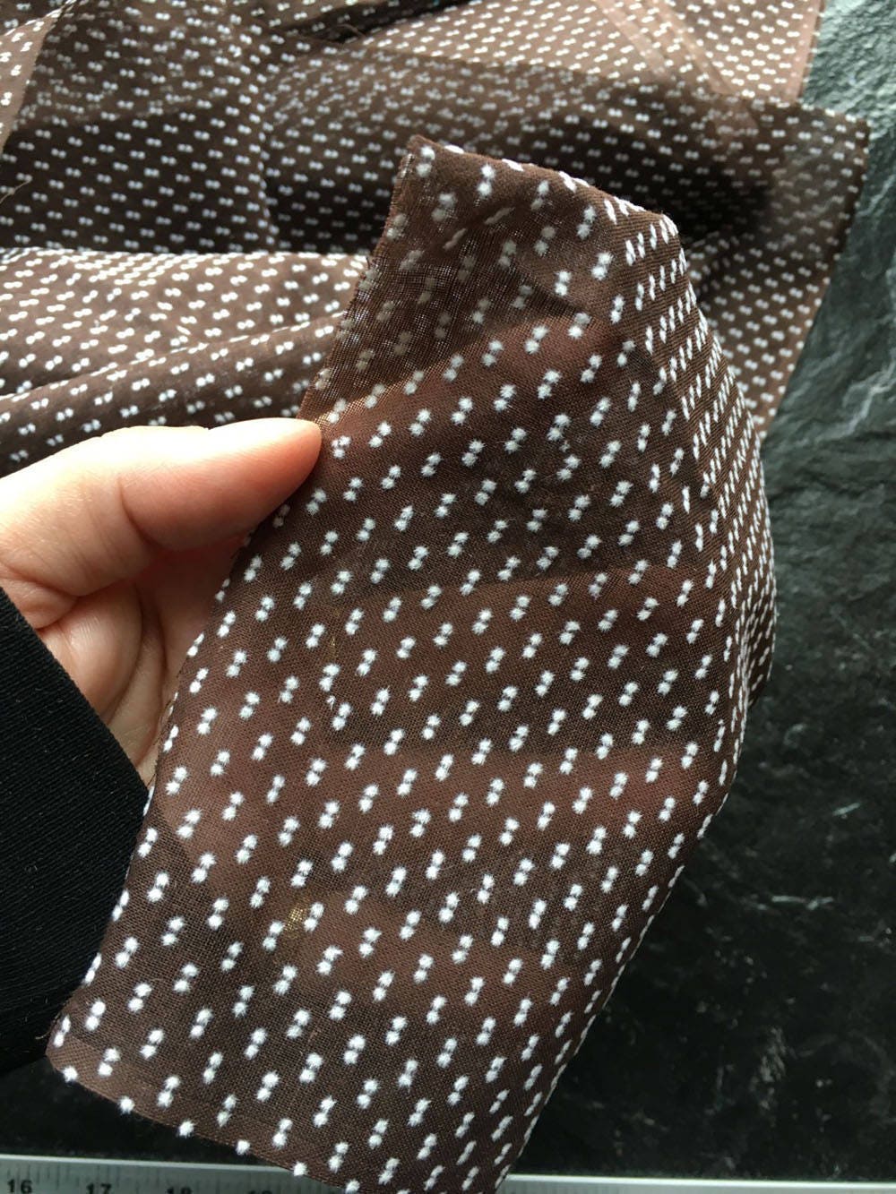 Vintage Chocolate Brown Double Swiss Double Dot Fabric // BTY | Etsy