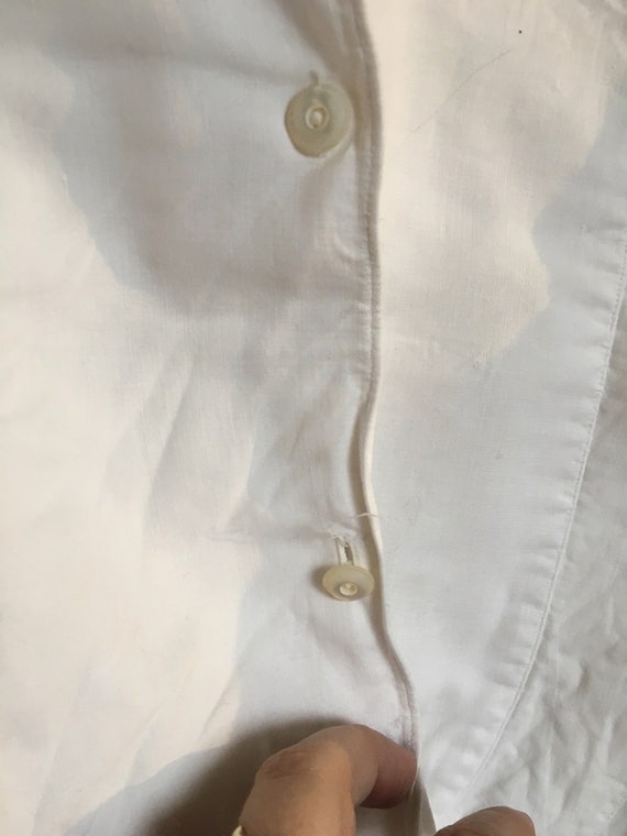 Antique Vintage Men's White Cotton Shirt // size … - image 3