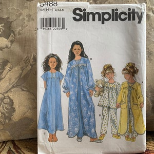 Child's' and Girl's Sleepwear Pattern // Simplicity 8488 > sizes 3-4-5-6 > gathered to yoke, pockets, ruffles, lace