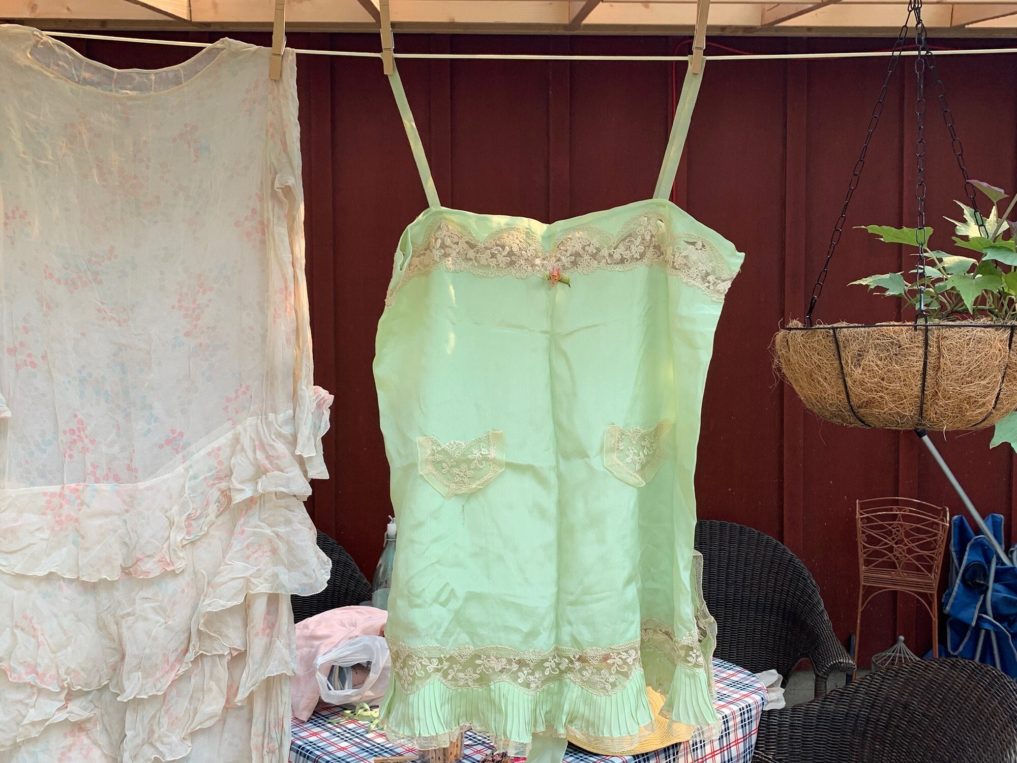 Vintage Green Silk Camisole Negligee Romper // Sz 38 NOS - Etsy