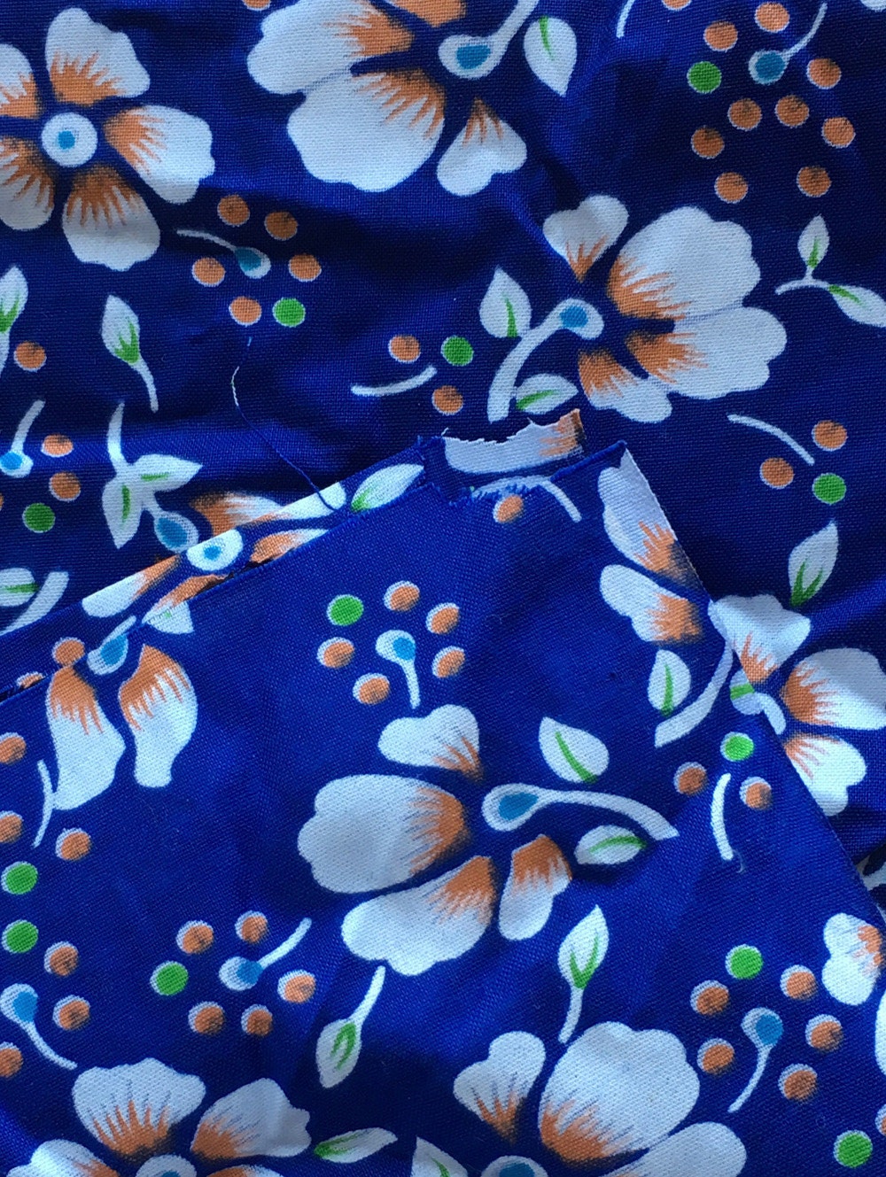 Vintage Blue Floral Fabric // 1 Yard X42 Plain Weave | Etsy