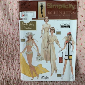 Retro &quot;Swinging Sixties&quot; Clothes for 11 1/2&quot; Dolls Pattern by Theresa LaQuey // Simplicity 9913 &gt; vintage Mondrian dress, silk flower bikini