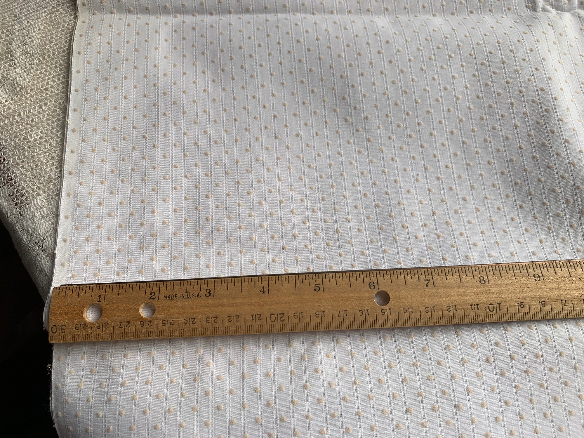 Vintage White Dotted Swiss & Leno Weave Stripe Fabric // 39x45