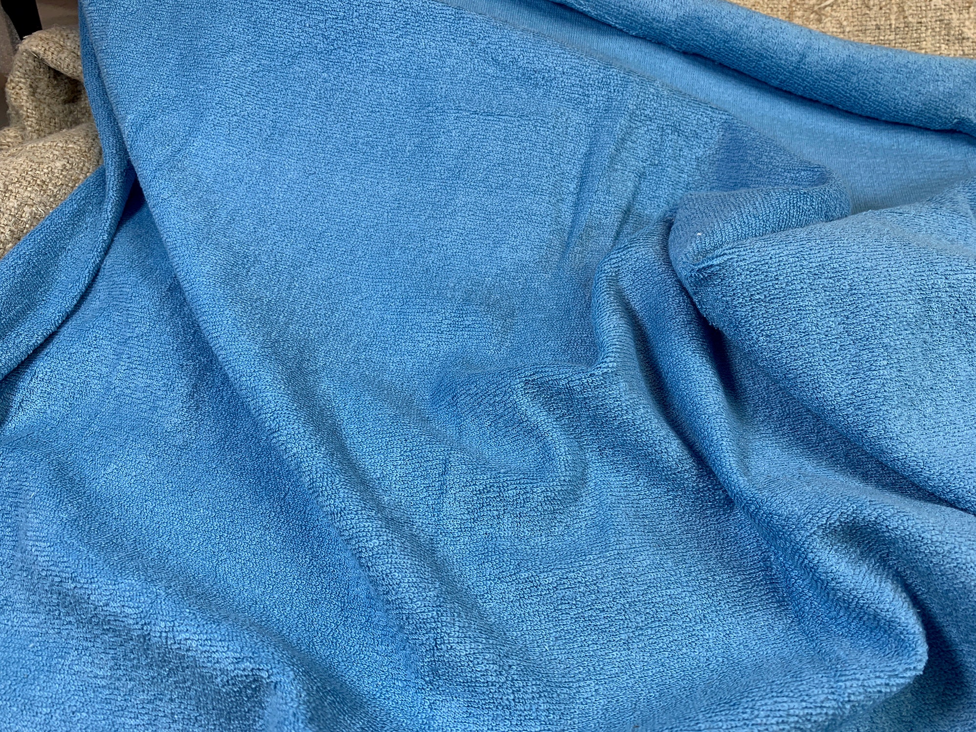 Vintage Cornflower Blue Terry Cloth Fabric // 18 Long X 66 Around Unused  Looped Pile, Stretch Knit 