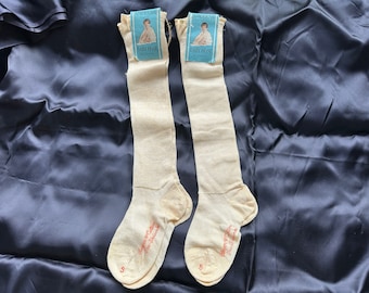 Vintage &#39;American Baby Hose&#39; Knit Stockings, One Pair Socks // 11.5&quot; tall &gt; unused deadstock, original illustrated label, price tag