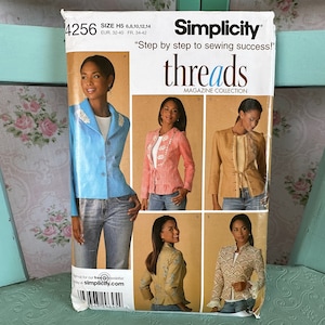 Misses Lined Jackets w/ Trim Variations Pattern // Simplicity 4256 &gt; Sz 6-8-10-12-14, incl B-C-D cups &gt; Unused &gt; blazer, cardigan, ruffles