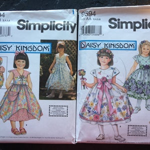 Daisy Kingdom Girls' Dress & 13-18" Doll Clothes Patterns // Simplicity 9094 > Sz 3,4,5,6