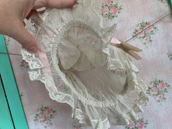 Antique Vintage Net, Lace & Ribbon Night Cap Bonn… - image 6