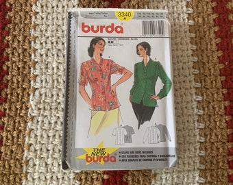 Semi-Fitted Blouse, Shirt Pattern // Burda 3340 > sizes 10-12-14-16-18-20 > Unused