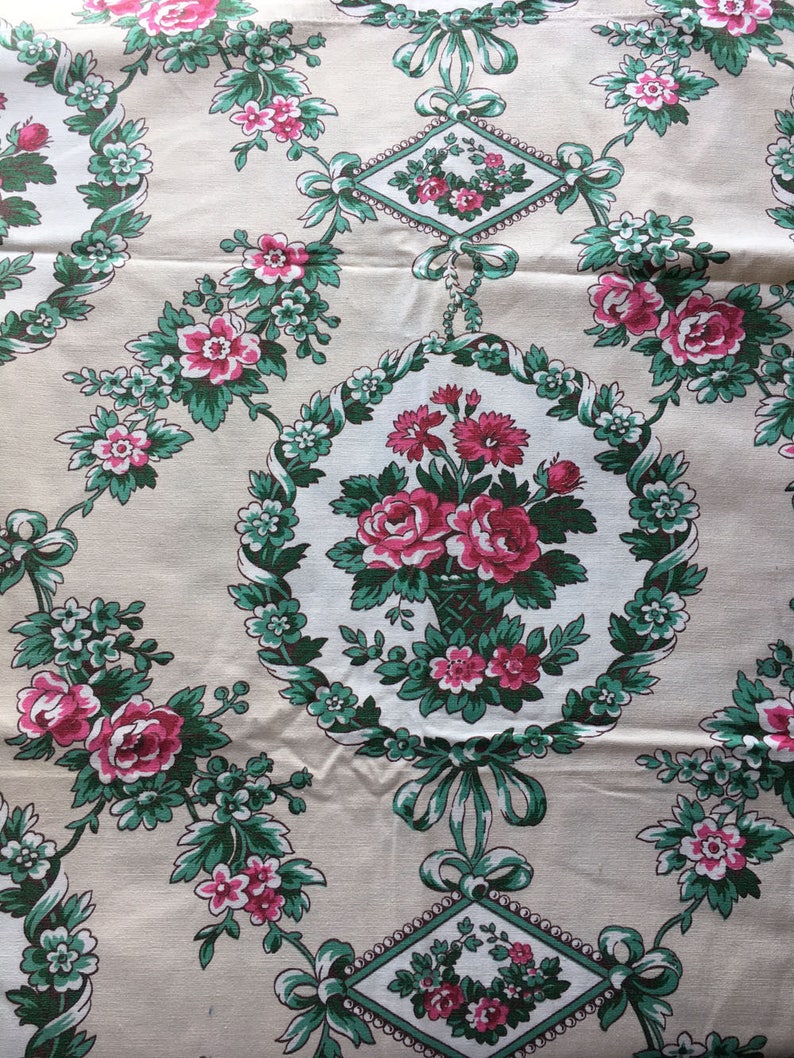 Vintage Bird /& Floral Cotton Decorator Fabric Curtain Panel 78x23.25 Select Vats Glaze-rite