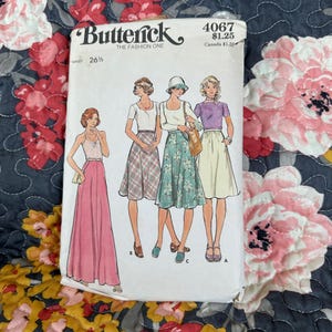 Vintage 1970s Misses&#39; Skirt Pattern // Butterick 4067 &gt; Sz 24 and/or 26 1/2 &gt; flared, below mid-knee or maxi, optional  pockets