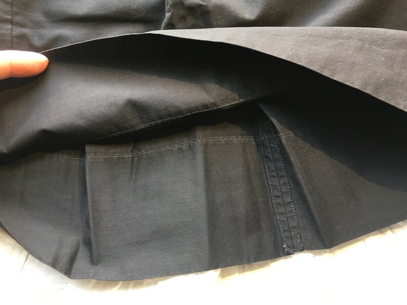Antique Vintage Doll Petticoat or Skirt 11.5 waist Victorian mourning 13.5 long Edwardian black cotton 29 around hem 1800s