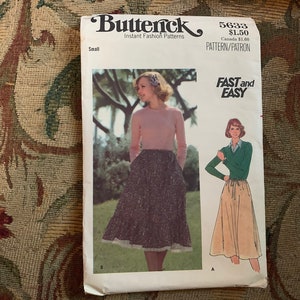 Vintage 1970s Misses&#39; Skirt Pattern // Butterick 5633 &gt; Size Small &gt; flared, below mid-knee, optional ruffle at hem
