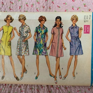 Vintage 1960s A-Line Dress w/Large Pockets Pattern // Simplicity 8285 > Misses' Size 12, bust 34 > classic dress, front zipper