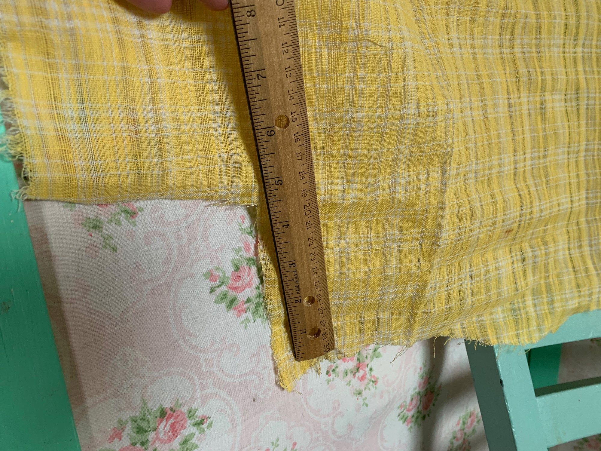 Vintage Lemon Yellow Cotton Gauze Fabric // 28x38