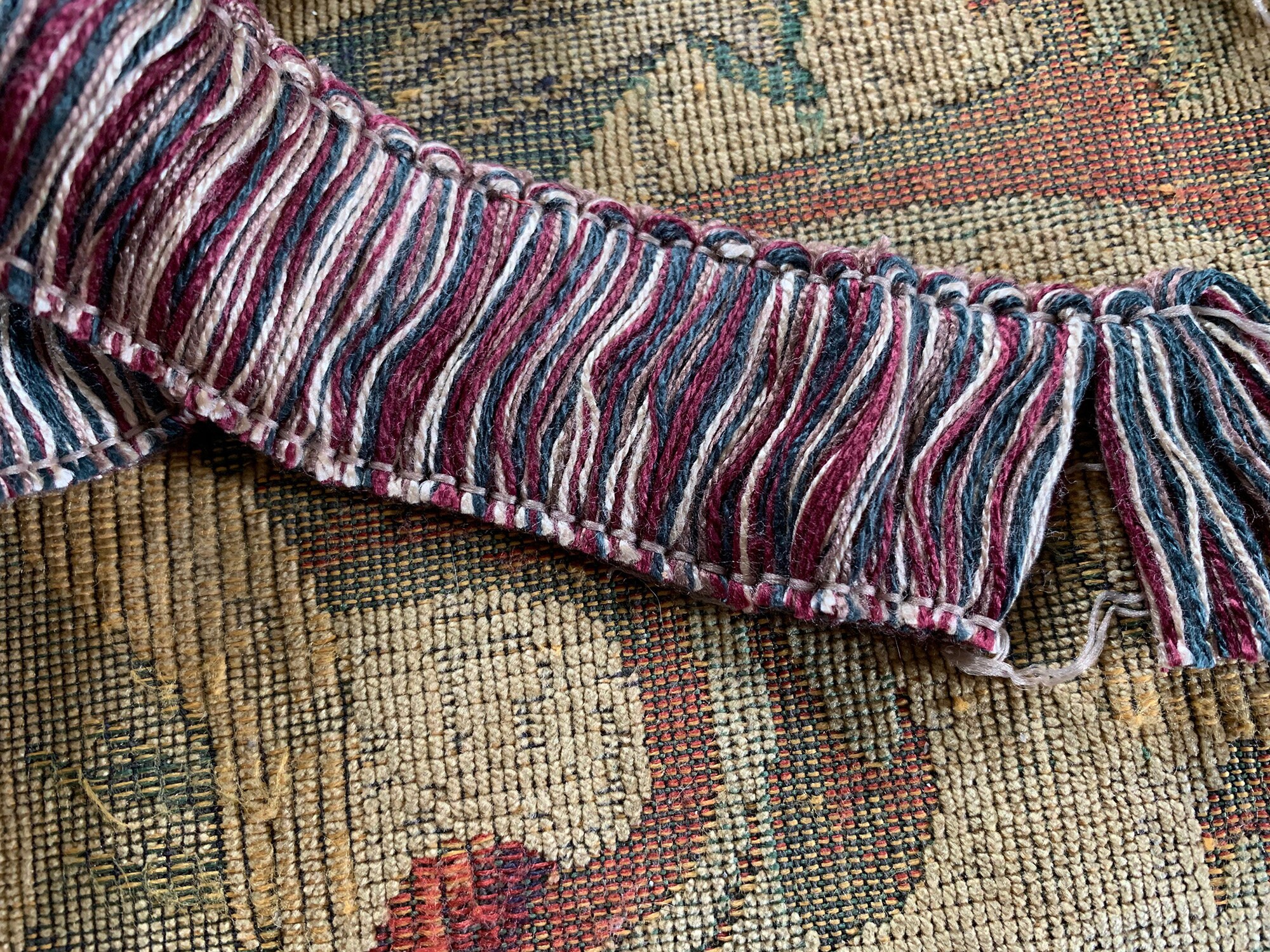 Burgundy & Green Brush Fringe Upholstery Edging Trim // 4 yds Etsy
