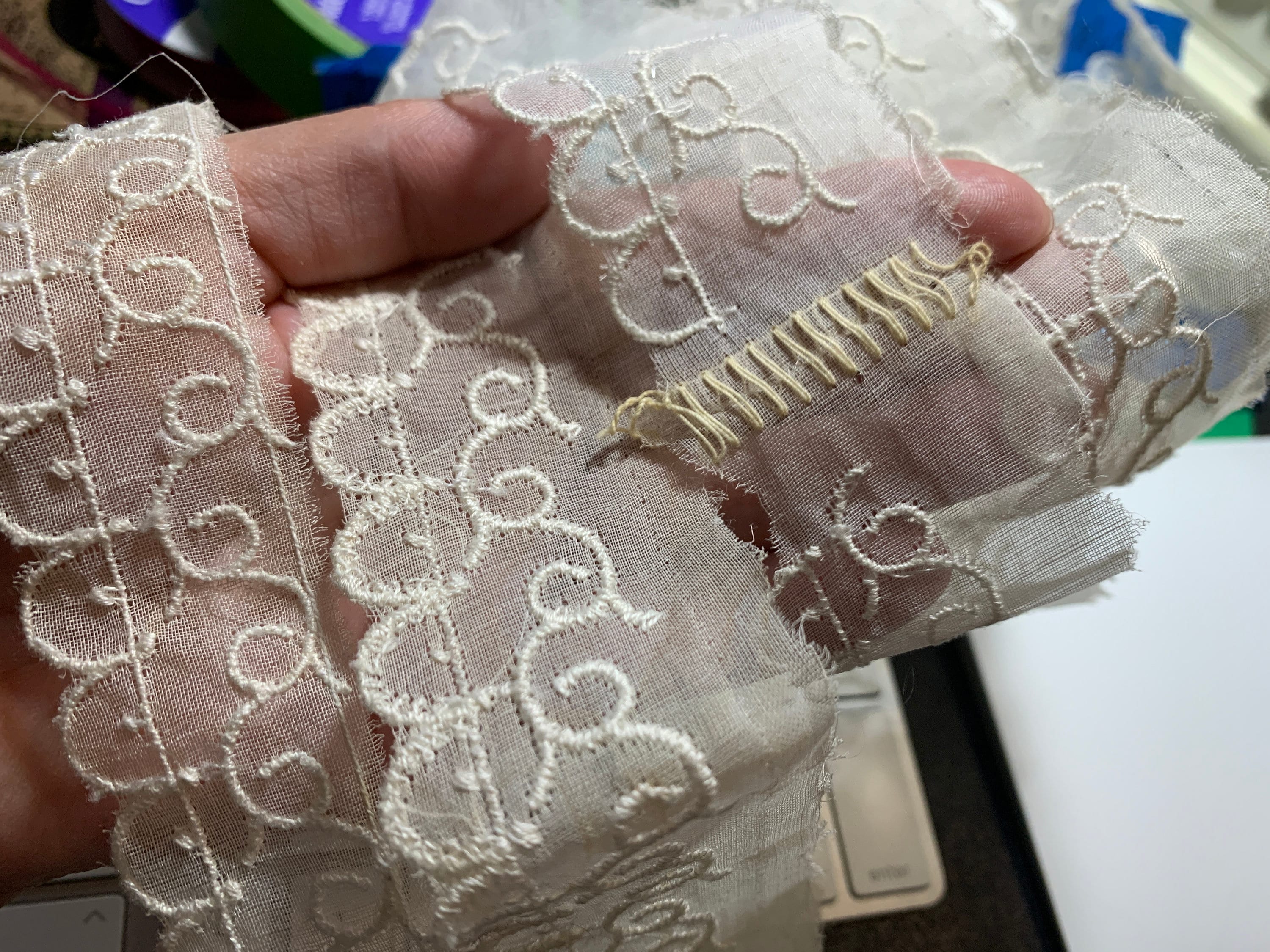 Vintage Group Lot of Sheer Embroidered Cotton Organdy Edging Trim