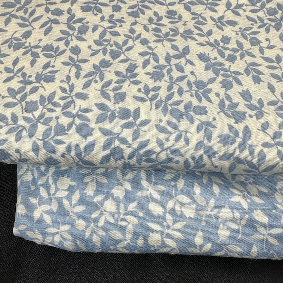 Vintage Cornflower Blue & White Ditsy Floral Fabric // Choice: 3 Yds x 44" each (2 avail) > 2 colorways reverse print matching complimentary