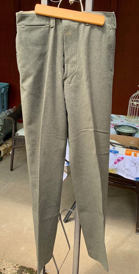 Antique Vintage 1940s-1950s Grey Wool Pants // 30x31.5, 30