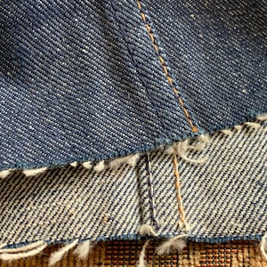 Vintage Dark Indigo Blue Denim Fabric Scraps // Two 17x17&quot; &gt; Unused &gt; cotton denim twill pant legs, jeans