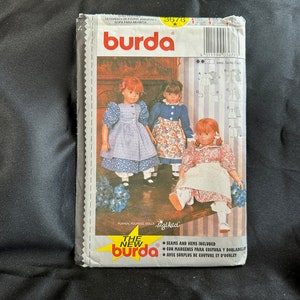 Doll Clothes Pattern // Burda 3678 &gt; 16&quot; - 18&quot; - 20&quot; - 22&quot; - 24&quot; - 26&quot; dolls &gt; prairie dresses, pinafores, puffy sleeves, apron