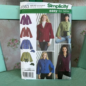Misses Jacket and Hat Pattern // Simplicity 3563 &gt; Sz 14-16-18-20-22 &gt; Unused &gt; blazer, newsboy, messenger hat- denim, wool, fleece