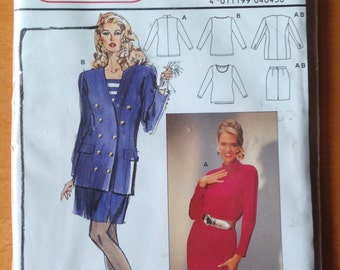 Vintage Double Breasted Jacket Dress Pattern // Burda Couture 4643 > sizes 8-10-12-14-16-18, plus size > Unused