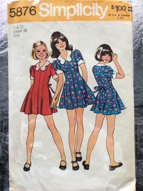 Vintage 1970s Girls' Short Dress Pattern // Simplicity | Etsy