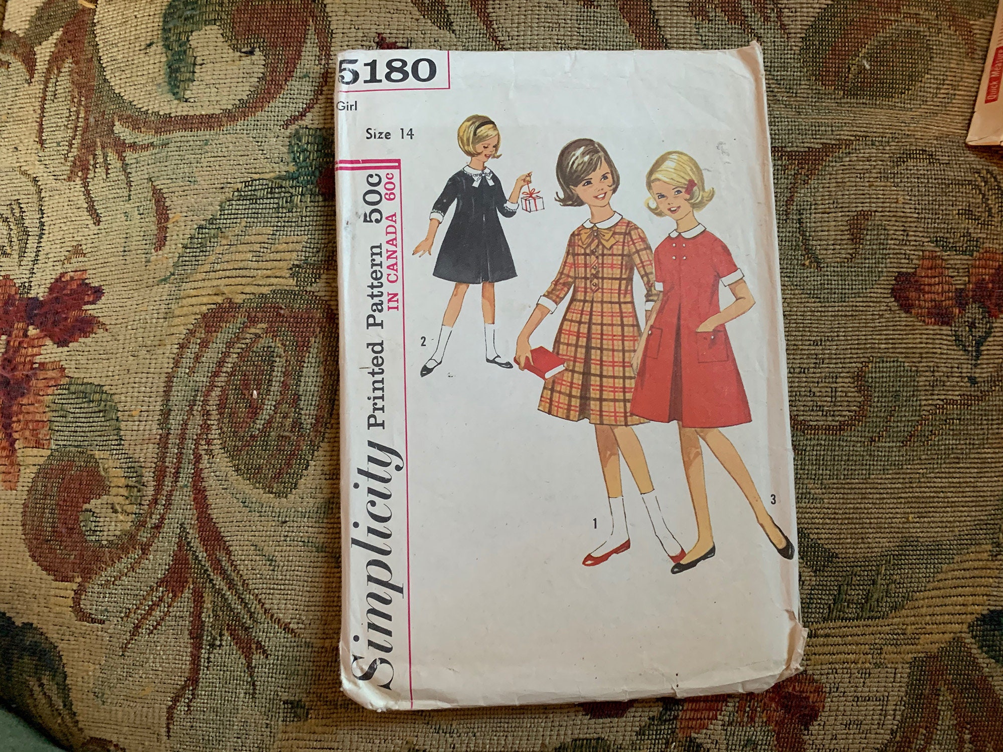 Vintage 1960s Girls One Piece Dress W Detachable Collar Etsy