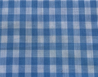 vintage Cadet Blue & White Gingham Check Fabric // 78x44 » + (2 pcs disponibles) > Unused > bleu clair