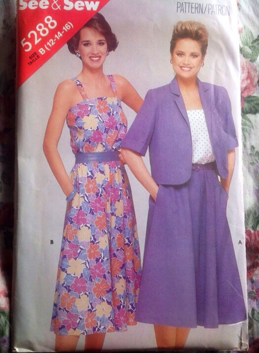 Patterns 9668 1980s Jacket and Dress Pattern // Butterick See & Sew 5288, Size 12-14 ...