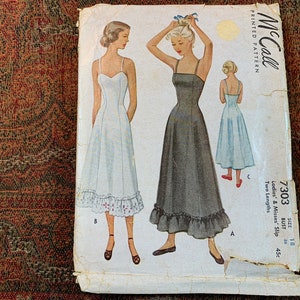 Vintage 1940s Full Slip in Two Lengths Pattern // McCall's 7303 > size 18, Bust 38 > lingerie, underwear, petticoat