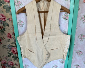 Antique Silk Waistcoat Vest / Victorian, Edwardian, 1920s > Ribbed