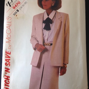 Vintage 1980s Jacket and Skirt Suit Pattern // McCall&#39;s 9470, size B 14-16-18