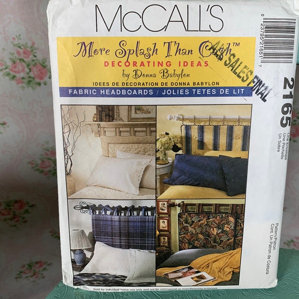 Motif de têtes de lit en tissu des années 1990 // McCall’s 2165 par Donna Babylon - Idées de décoration intérieure > bordure mitrée, coussin de boîte, tufté