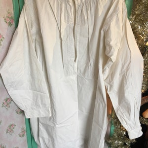 Antique Vintage Men's White Cotton Shirt // Size L 16, 32 Stiffened Bib ...