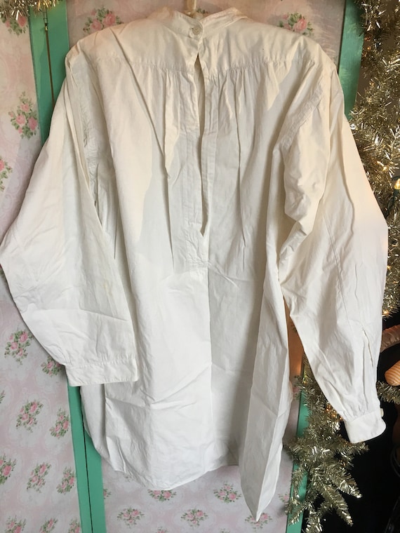 Antique Vintage Men's White Cotton Shirt // size … - image 5