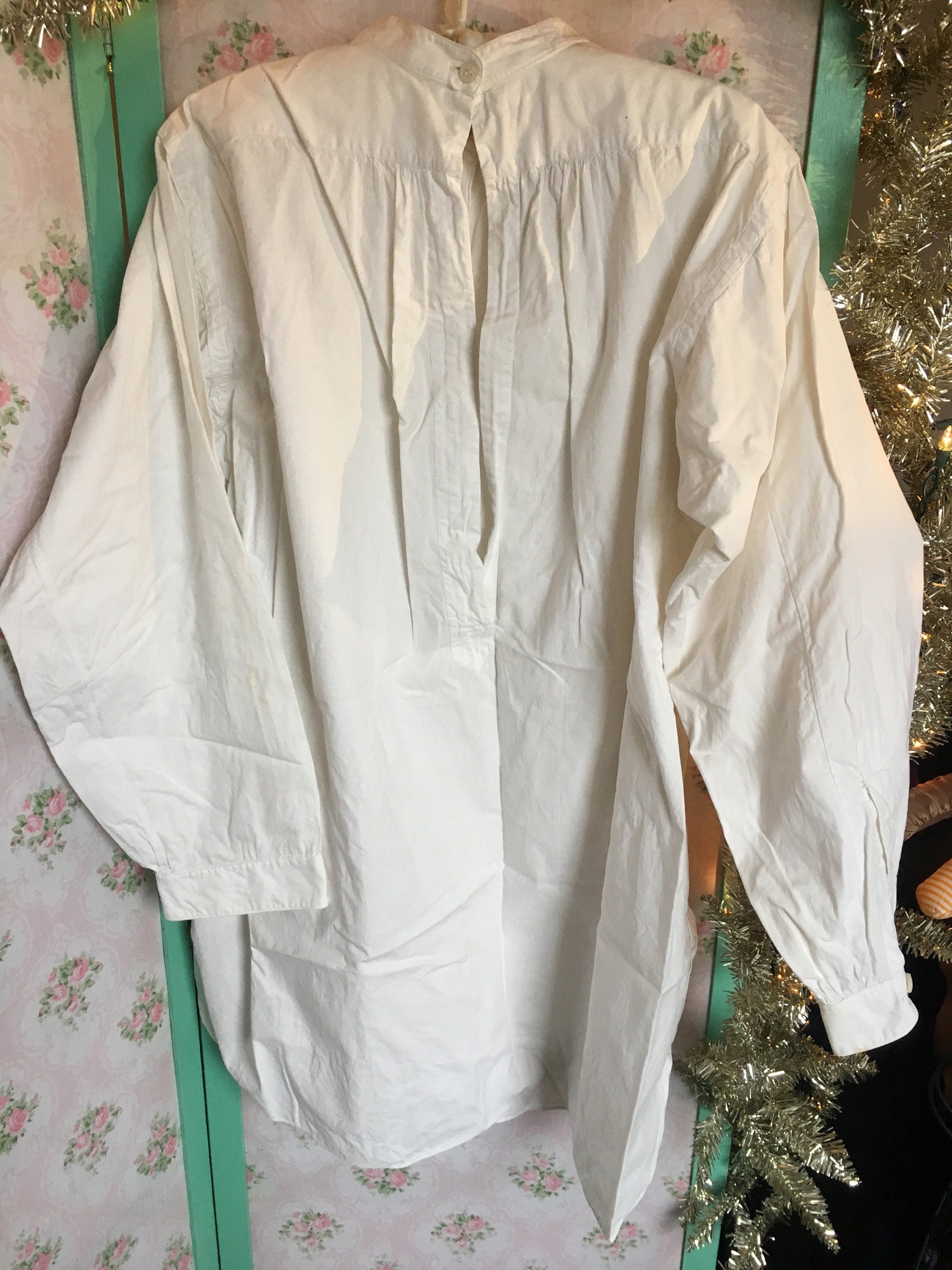 Antique Vintage Men's White Cotton Shirt // size L 16 32 | Etsy