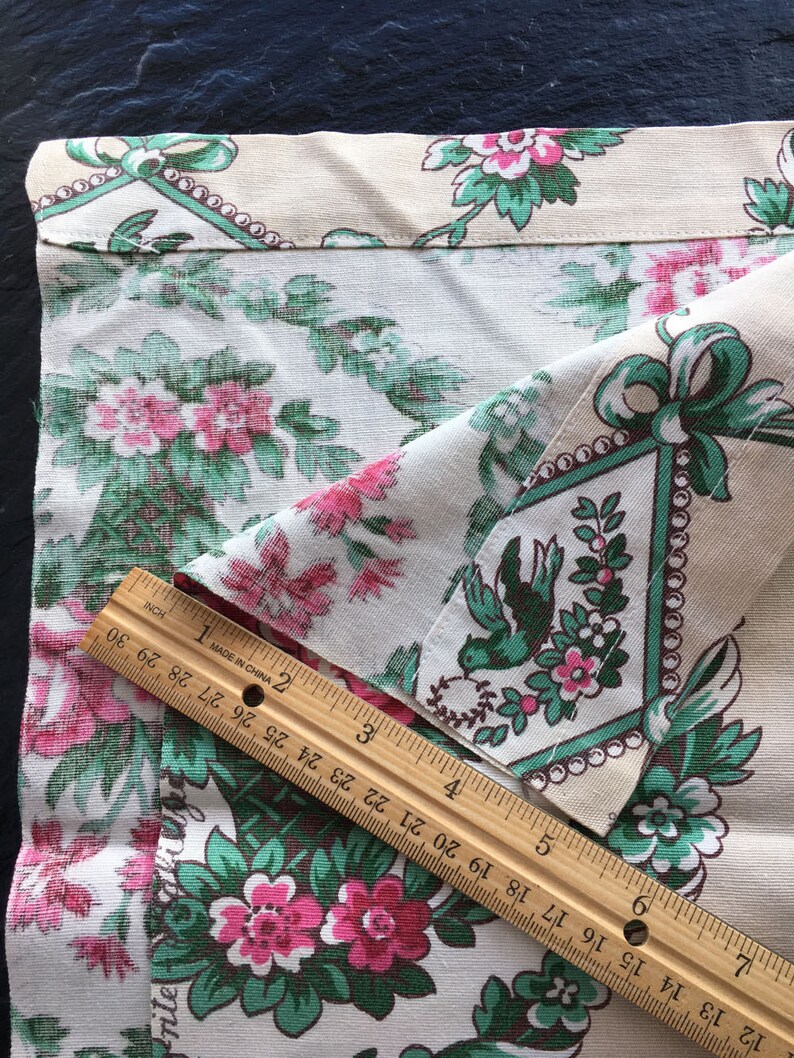 Vintage Bird /& Floral Cotton Decorator Fabric Curtain Panel 78x23.25 Select Vats Glaze-rite