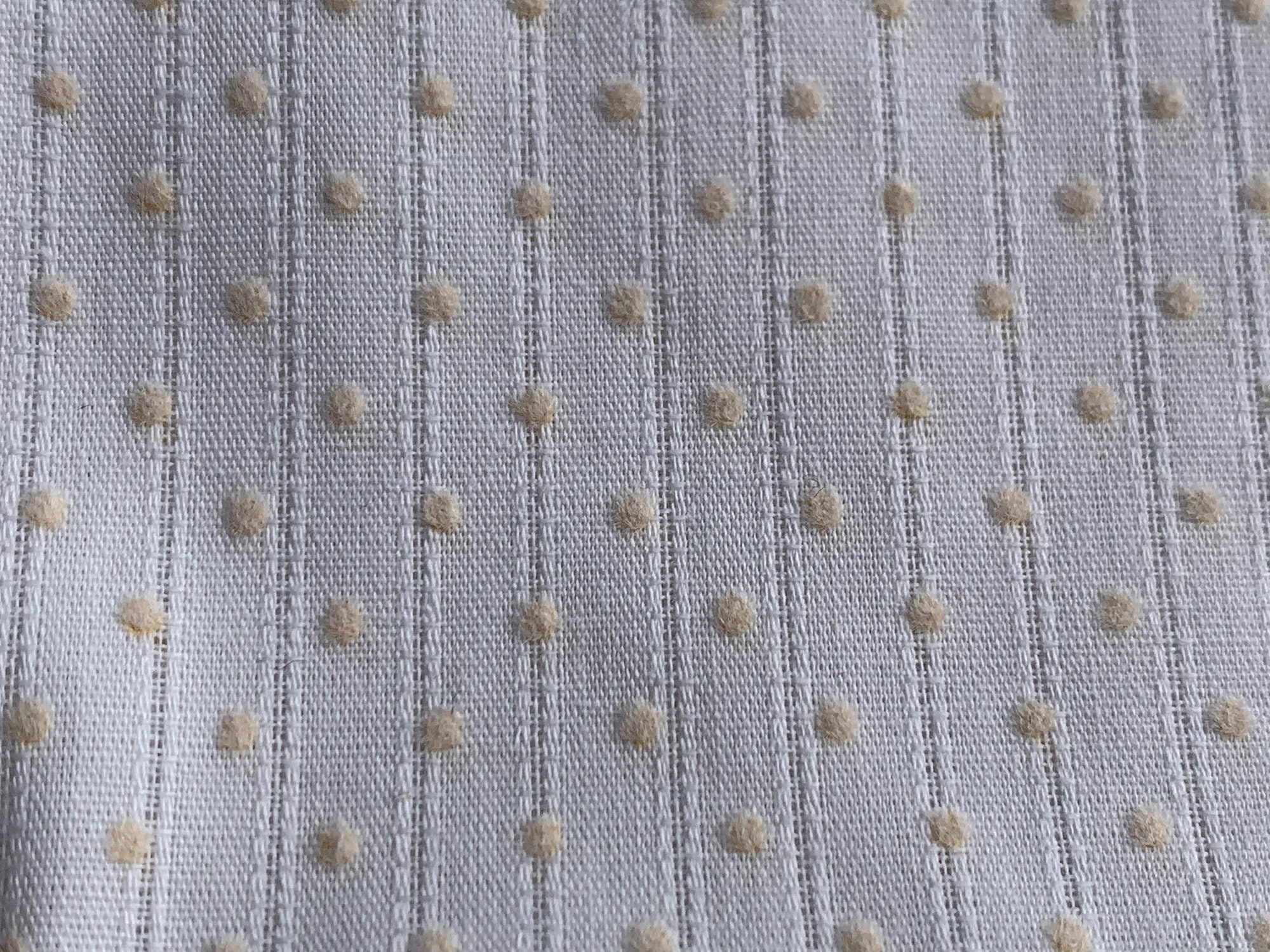 Vintage White Dotted Swiss & Leno Weave Stripe Fabric