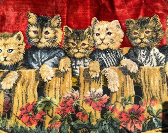 1960年代の猫のタペストリーラグ - 希少なヴィンテージミニカーペット 