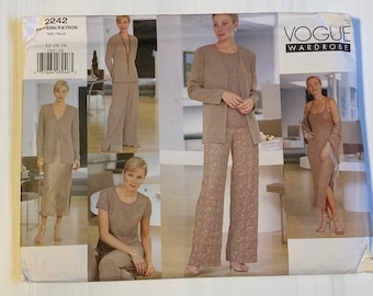 Misses' Jacket, Top, Dress, Pants & Shawl Pattern // Vogue 2242 > size 12-14-16 > Unused > evening, casual, professional, suit