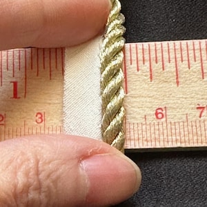 Metallic Gold Rope Piping Trim, Bullion Cord Lip Tape // 1/4&quot; by the 2 yard piece &gt; unused deadstock &gt; pillow edging, cushion, upholstery