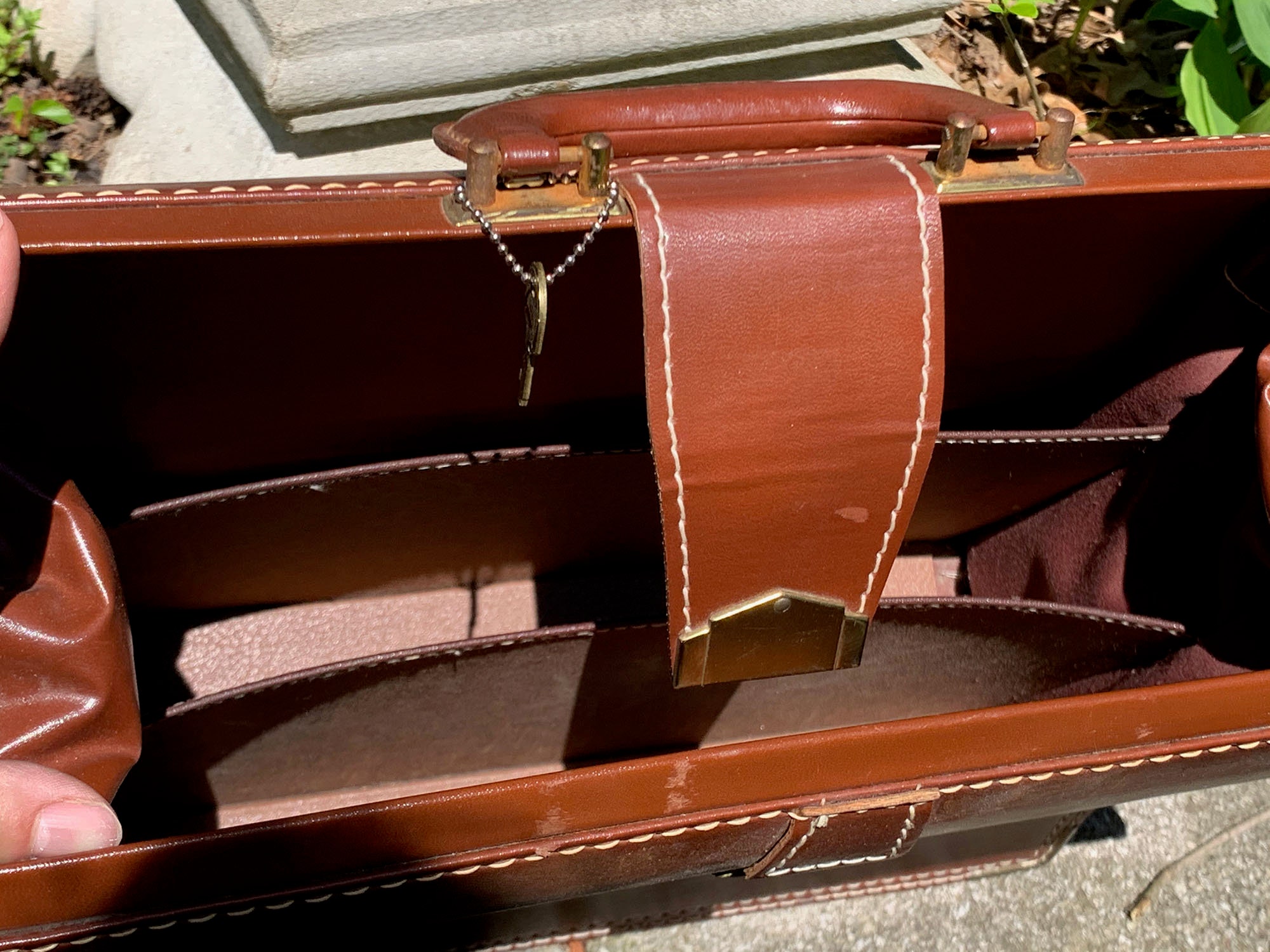 Vintage Mid Century Brown Briefcase Bag- Olympic / 15.5x13x7
