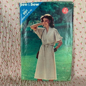Vintage 1970s Misses&#39; Dress Pattern // Butterick See & Sew 105 &gt; 8-10-12 &gt; Uncut &gt; tied sleeves, belt, stretch knits, simple, boho